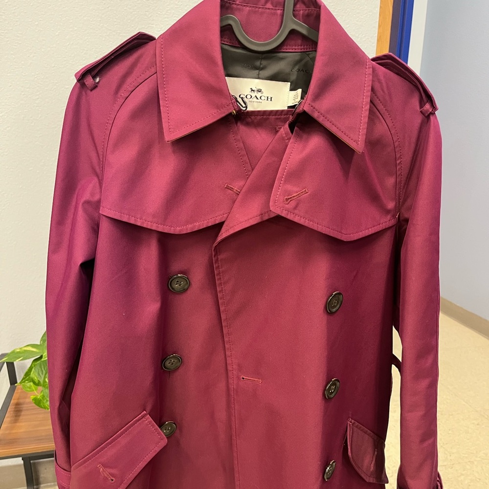 Coach Women's Chic Burgundy Trench Coat